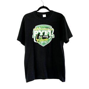 PORT & COMPANY- MENS BLACK FRONT GRAPHIC SHORT SLEEVE COTTON T-SHIRT SIZE MEDIUM